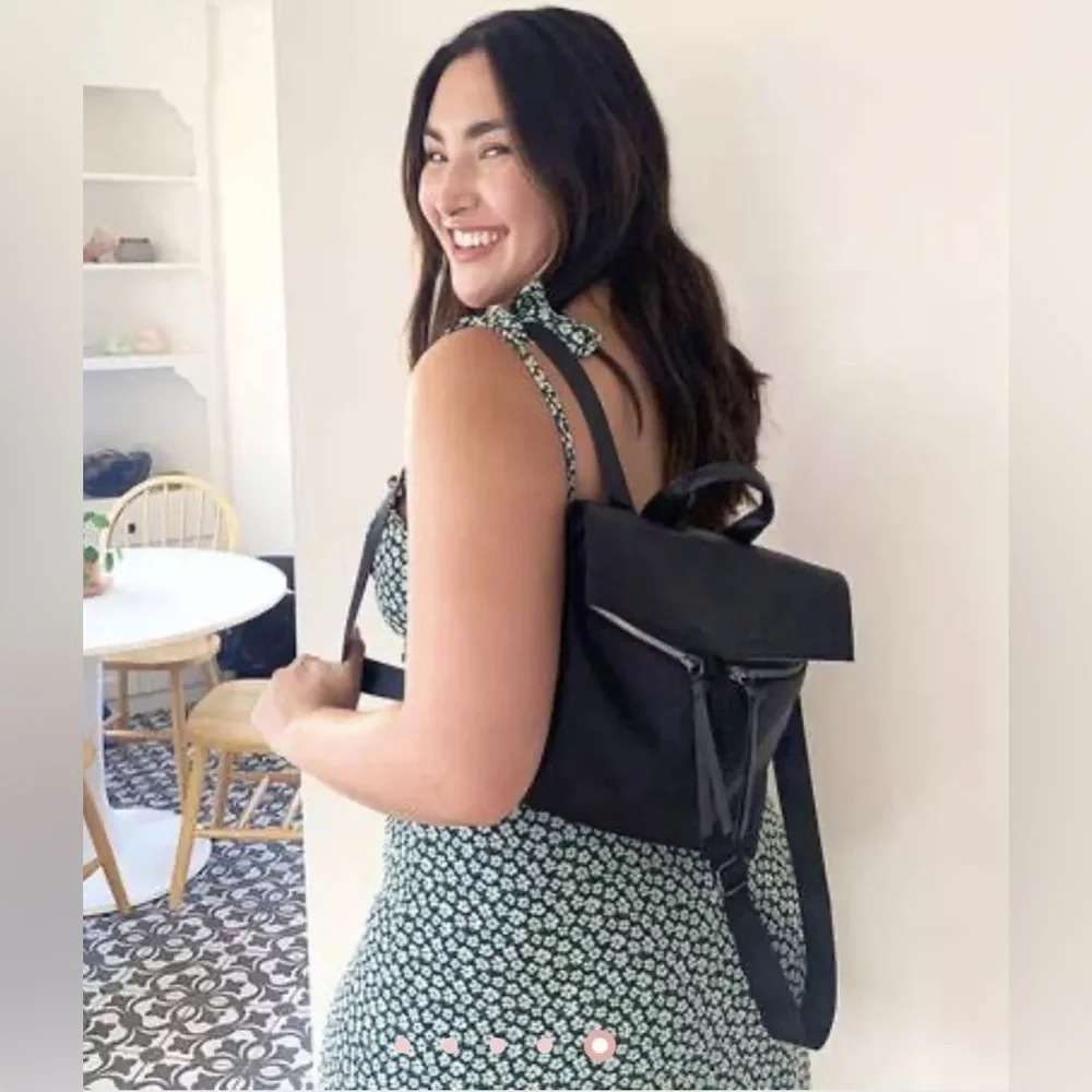 Botkier New York Trigger Black Nylon Faux Leather Mini Backpack MSRP $190